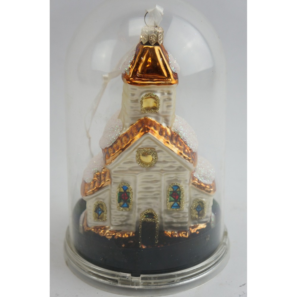 Christopher Radko Church Sanctuary Christmas Glass Ornament Glitter Excellent